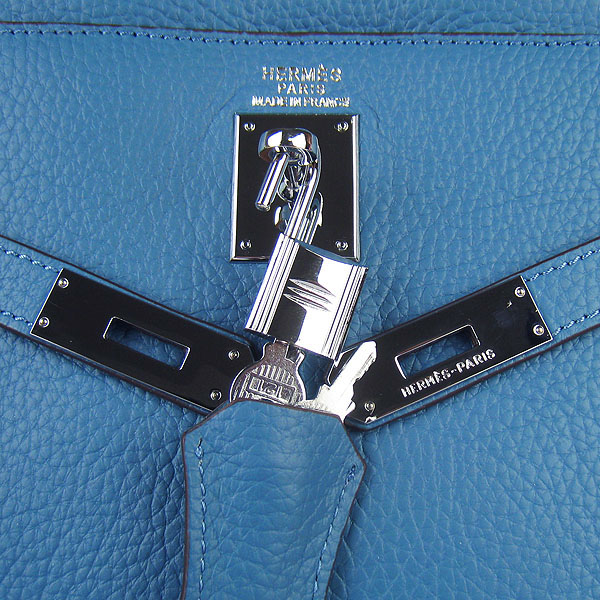 High Quality Hermes Kelly 35CM Togo Leather Bag Middle Blue 6308